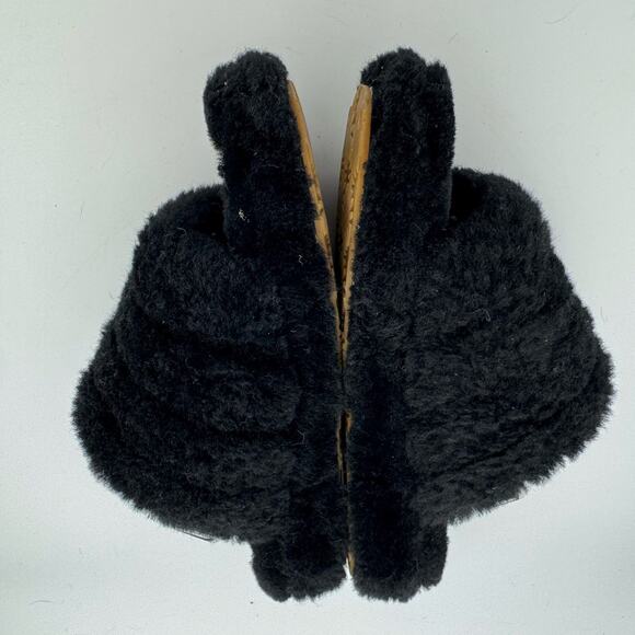 UGG Fluff Yeah Slide Black Sheepskin Slippers Women’s 9 Fuzzy Platform Sandals - Picture 5 of 10